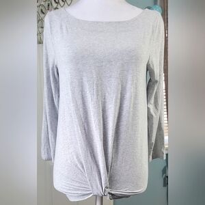 Lilly Pulitzer Maci Twist Front Top Women's S Grey 3/4 Sleeve Pima Cotton Stretc